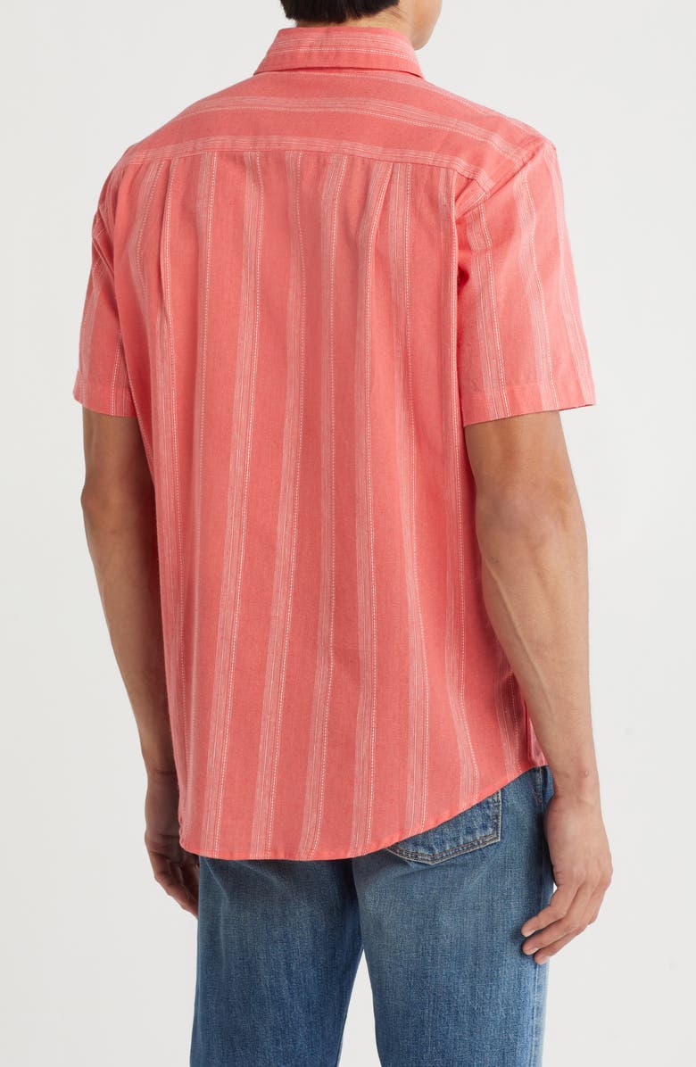 Quiksilver Caroll Short Sleeve Linen & Cotton Blend Button-Up Shirt, Alternate, color, Coral