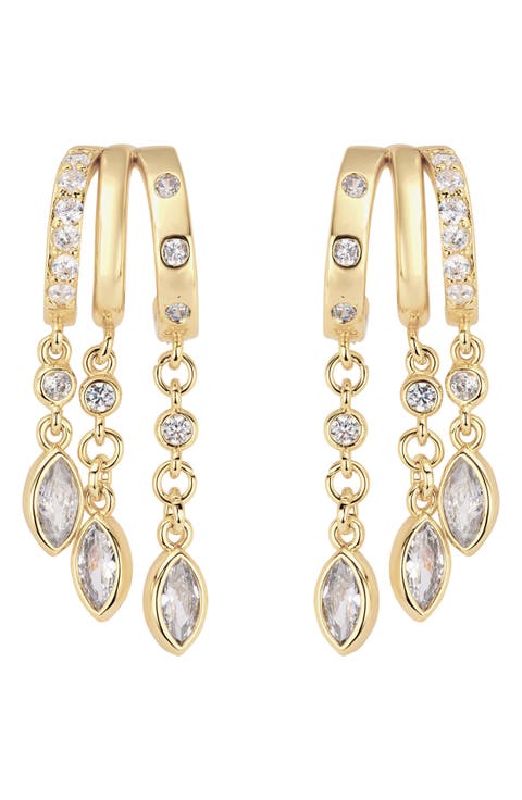 The Marquise Chain Huggie Hoop Earrings