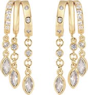 ATHRA LUXE Modern Muse CZ Marquise Charm Hoop Earrings