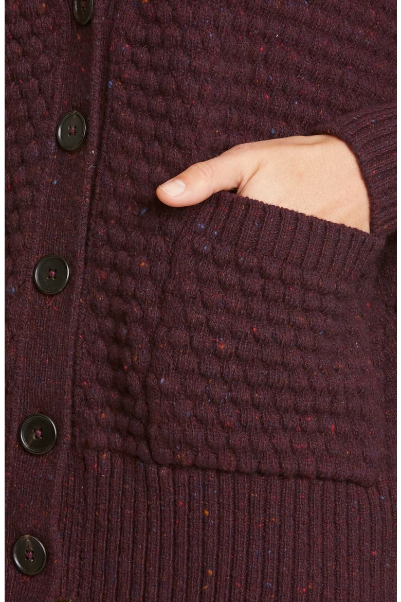 Marled Wool & Cashmere Crop Cardigan, Alternate, color, BURGUNDY