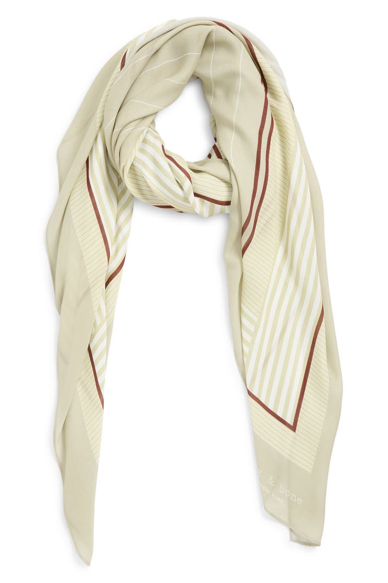 Pinstripe Square Scarf, Alternate, color, SAGE