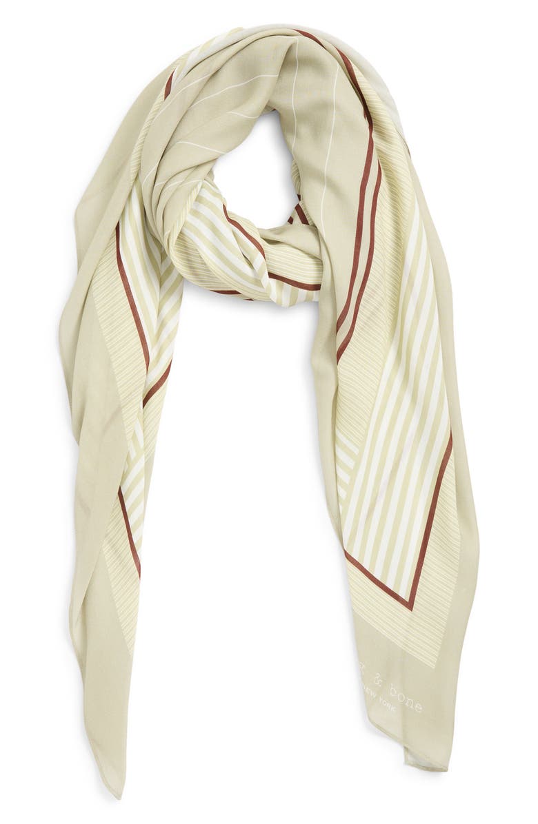 rag & bone Pinstripe Square Scarf, Alternate, color, Sage