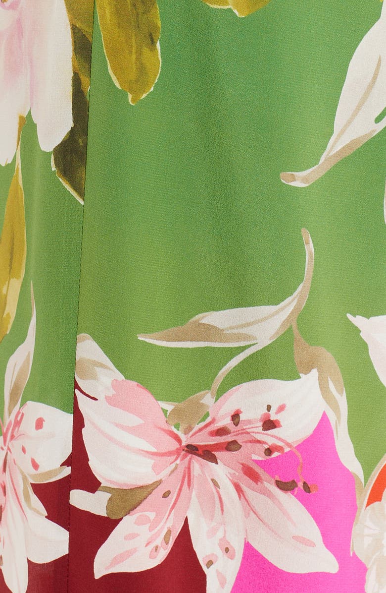 Valentino Floral Wide Leg Silk Crepe Pants, Alternate, color,