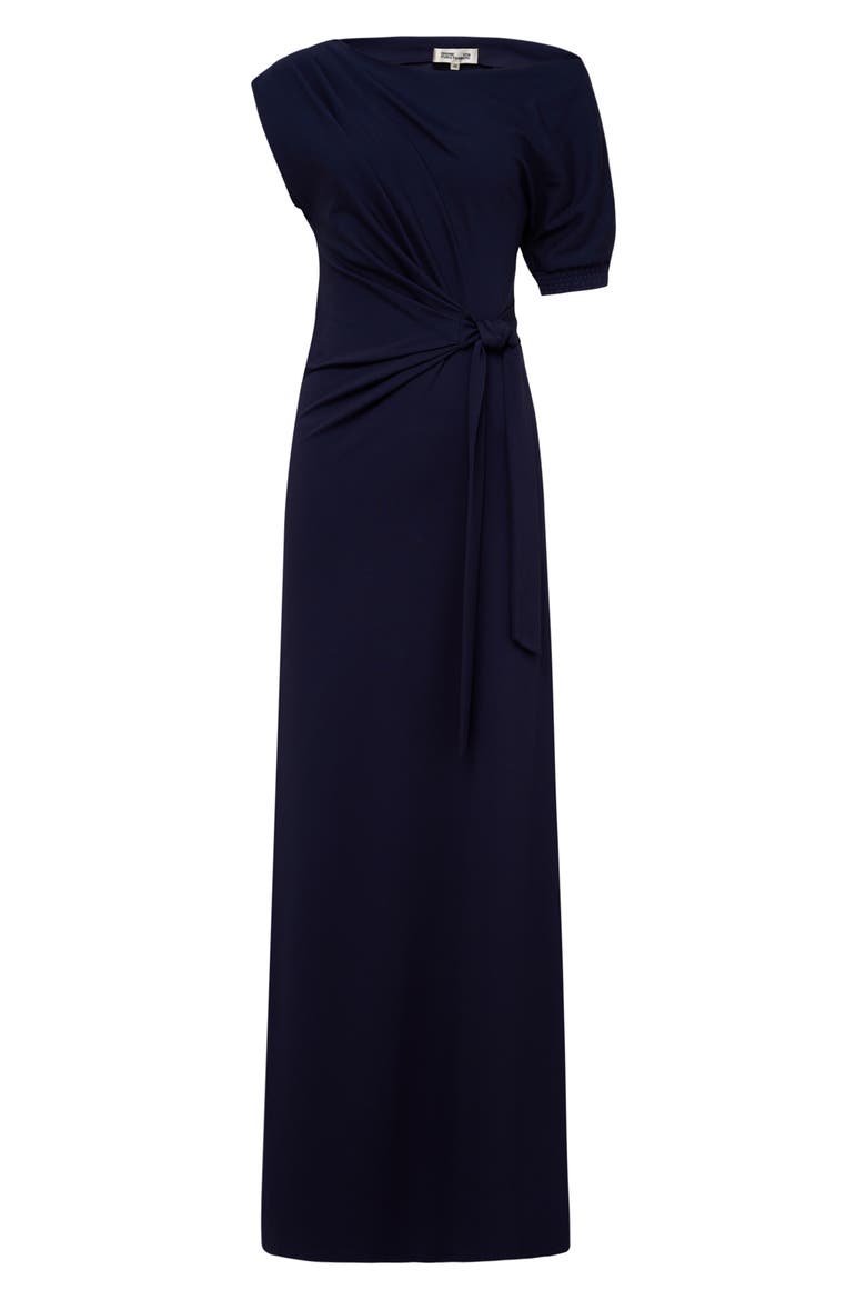 Avi Tie Belt Asymmetric Sleeve Dress, Alternate, color, MIDNIGHT