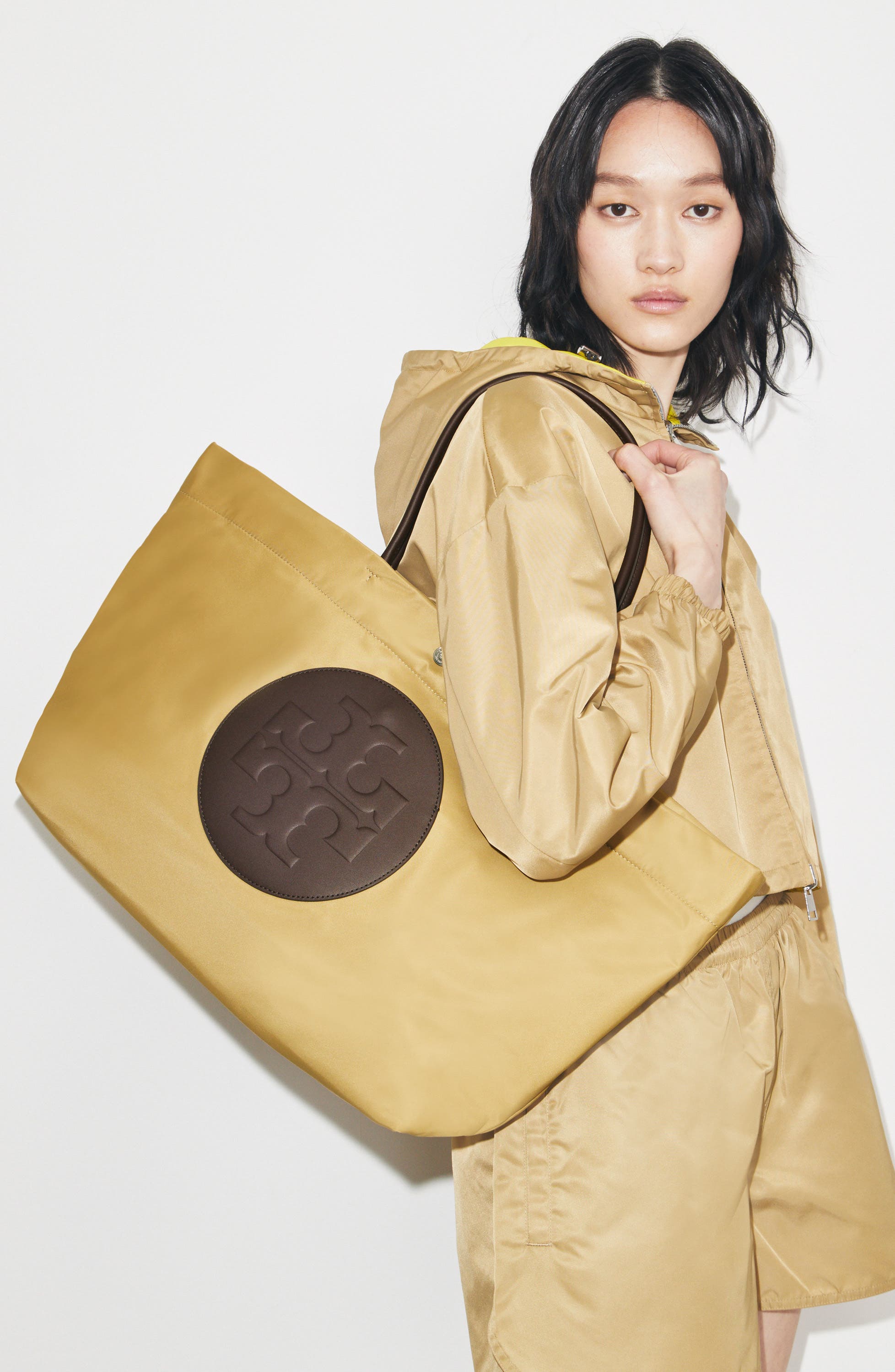 Tory Burch Ella Twist Tote, Alternate, color, Wheat