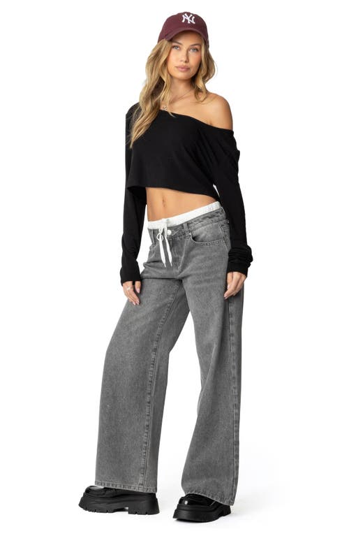 EDIKTED EDIKTED ONE-SHOULDER LONG SLEEVE CROP TOP