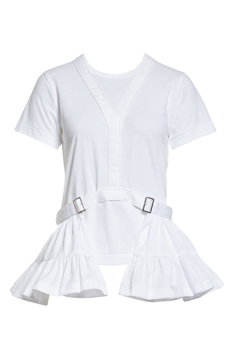 Comme des Garçons Girl Belted Peplum V-Neck T-Shirt, Alternate, color,