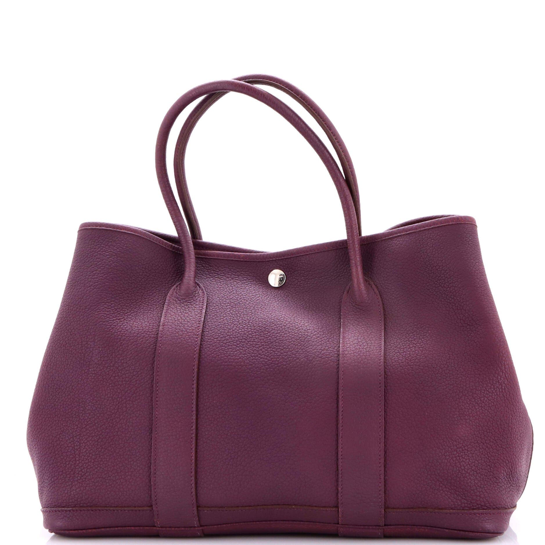 Pre-Owned Hermes Garden Party Tote Leather 36, Main, color, Cassis