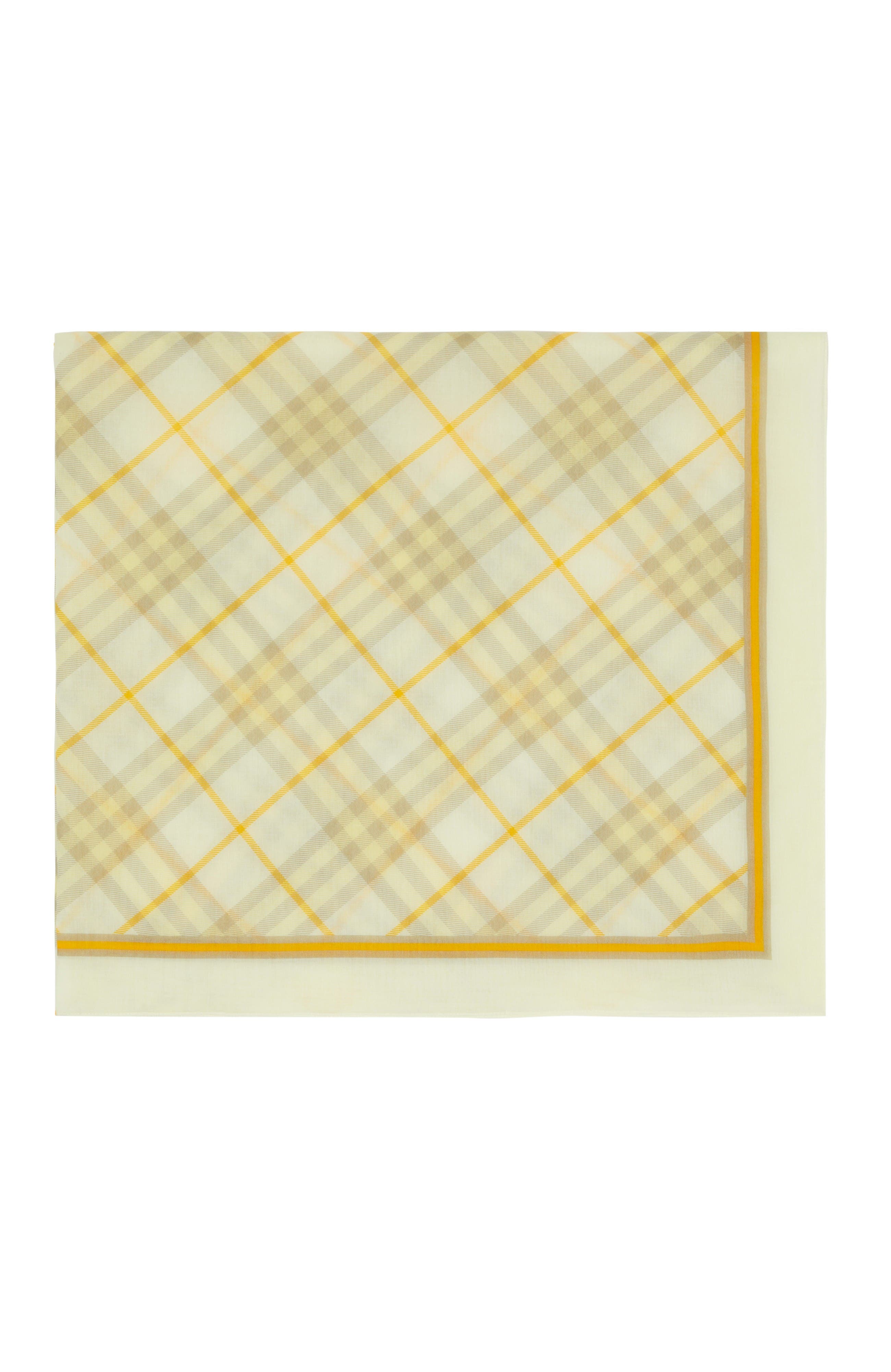 Burberry Check Cotton Scarf, Main, color, Wheat