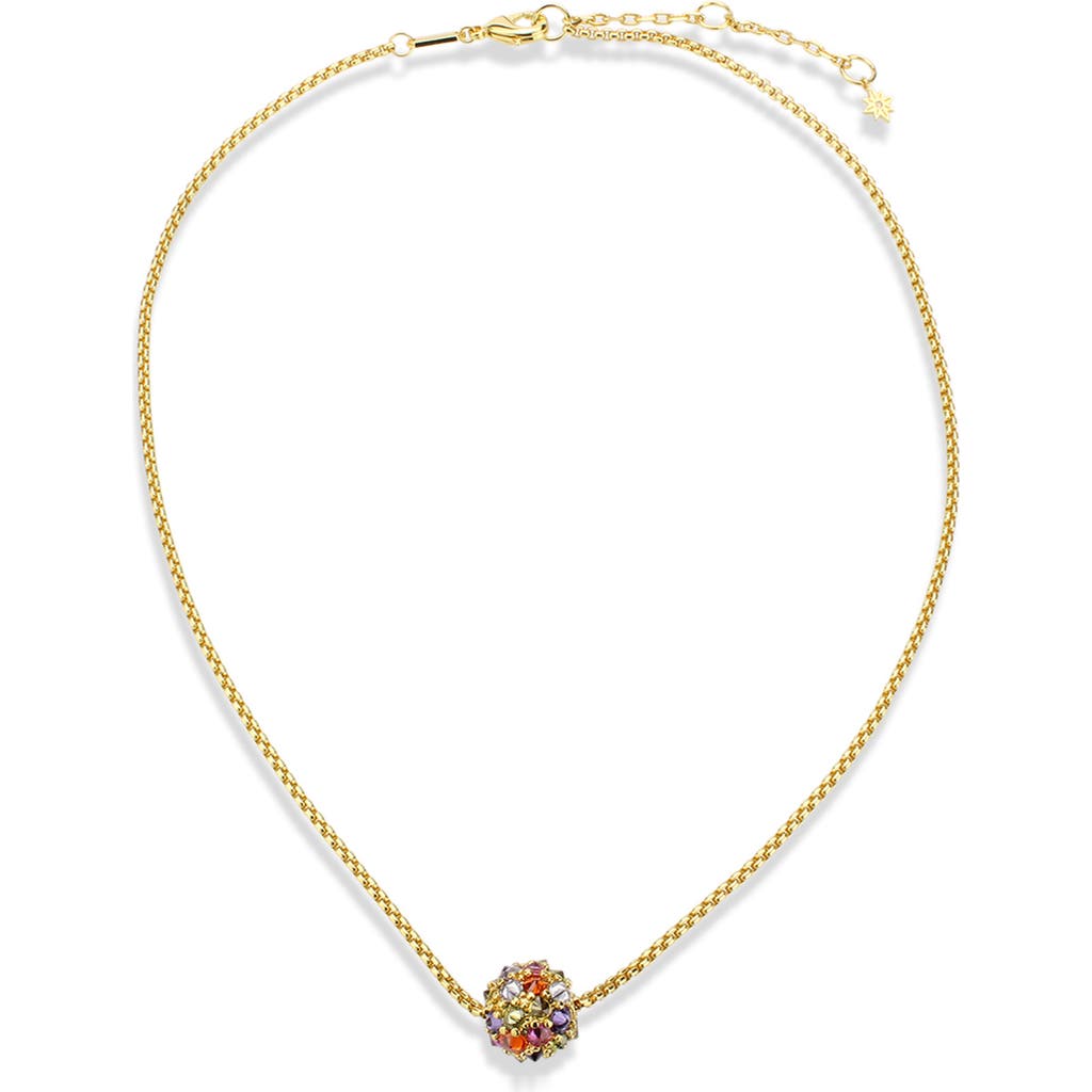Covet Fiesta Ball Pavé Cz Pendant Necklace In Multi