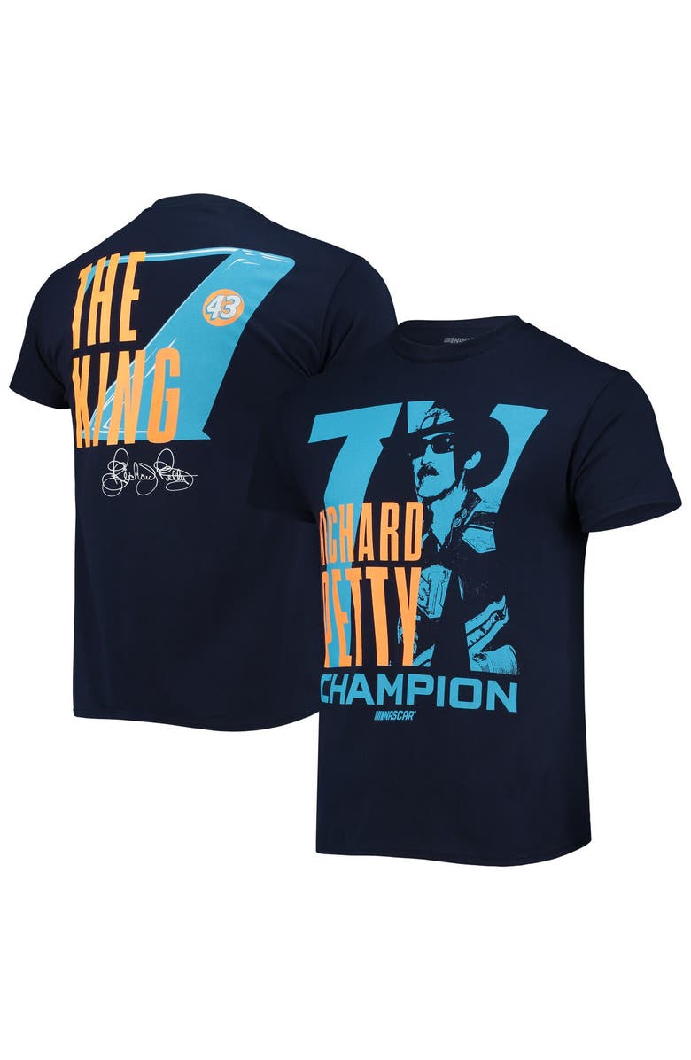 CHECKERED FLAG Men's Checkered Flag Navy Richard Petty 7x Champion T-Shirt, Main, color,