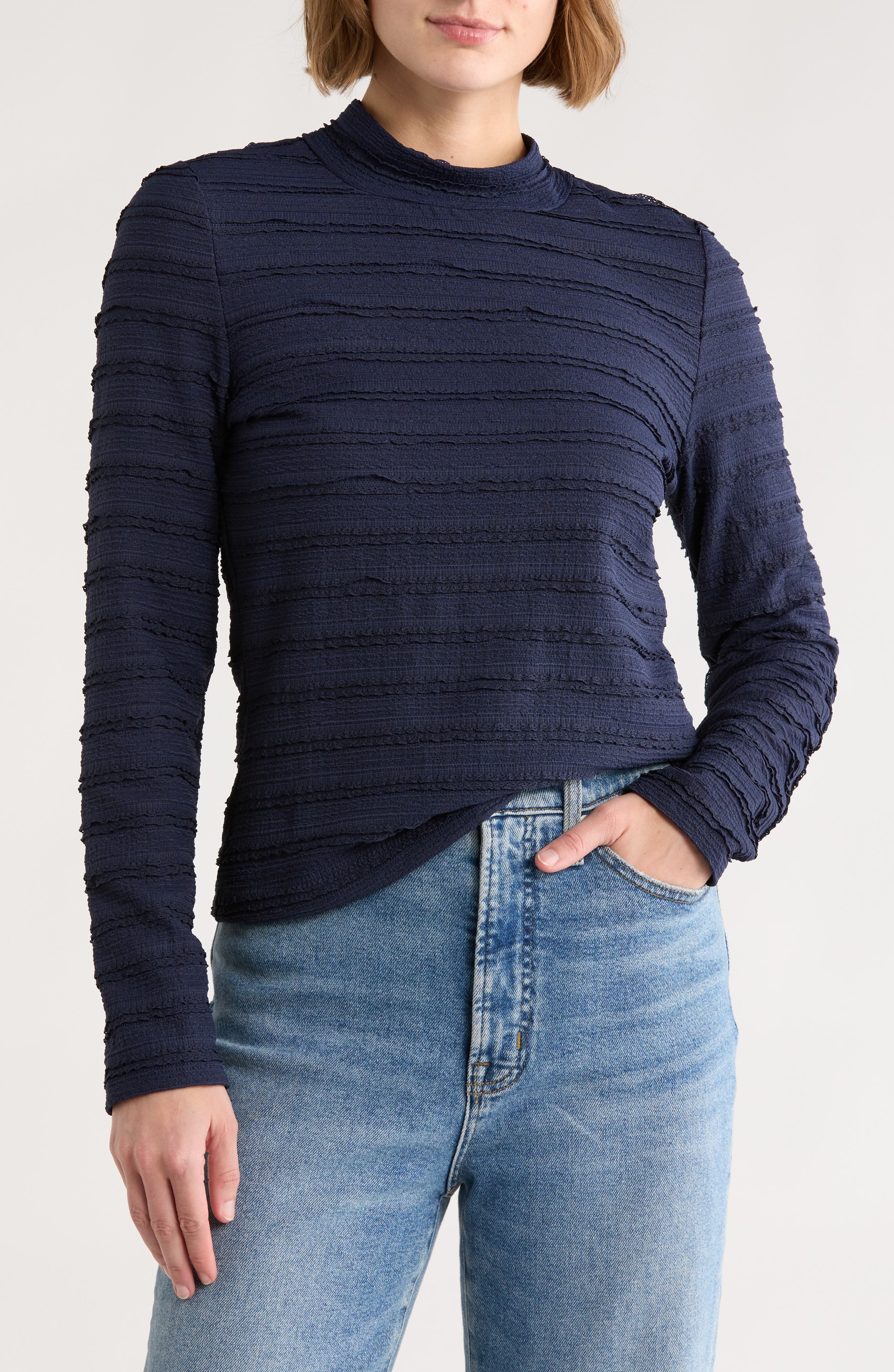 Melrose and Market Lace Mock Neck Top