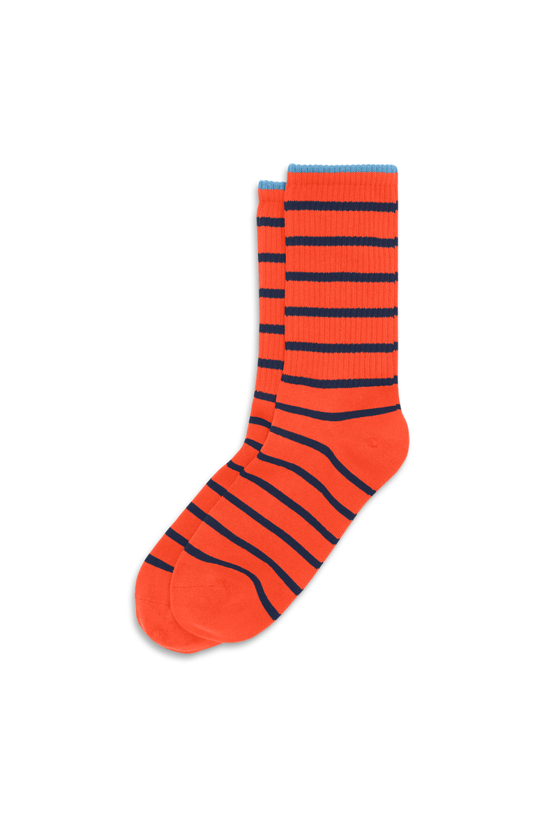 Adult Athletic Sock In Stripe, Main, color, Navy Pumpkin Stripe