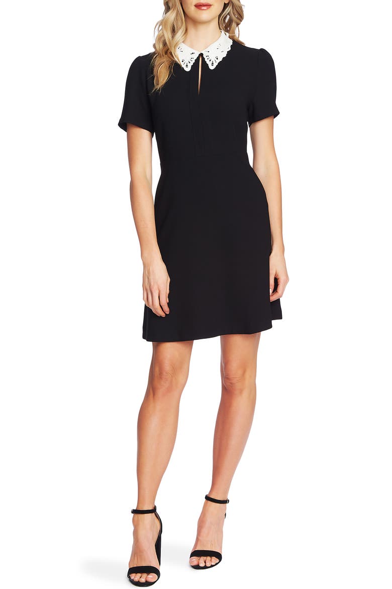 Lace Collar Dress, Main, color, RICH BLACK