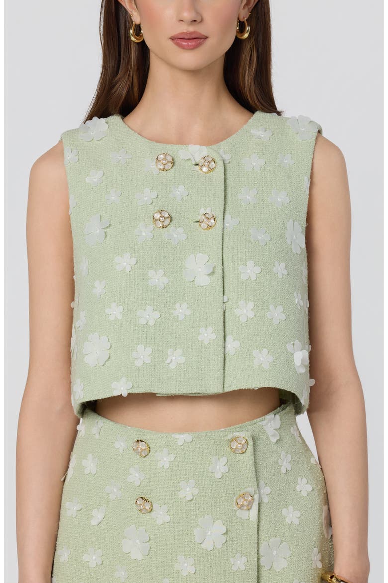 Janell Floral Appliqué Vest, Alternate, color, MINT
