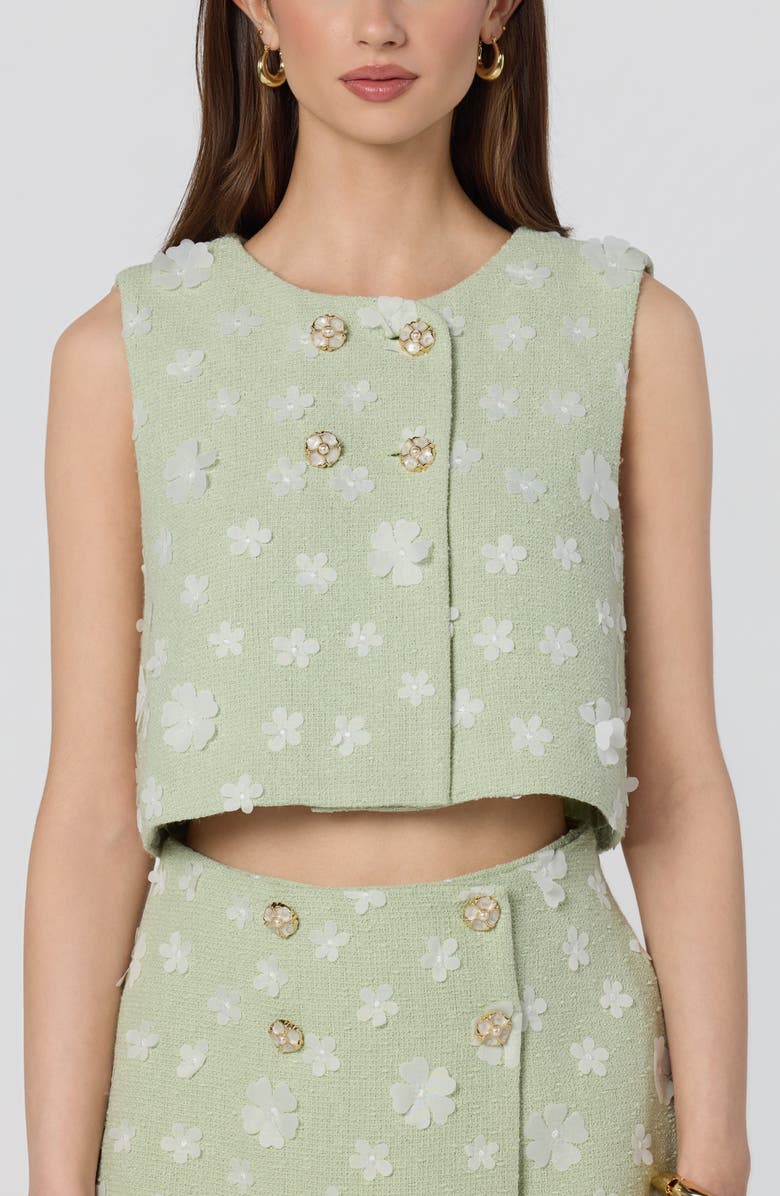 ASTR the Label Janell Floral Appliqué Vest, Alternate, color, Mint