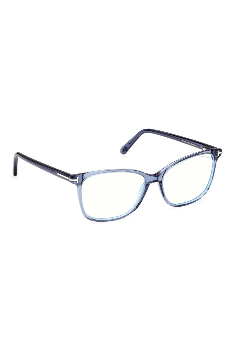 56mm Rectangular Blue Light Blocking Glasses, Alternate, color, SHINY BLUE