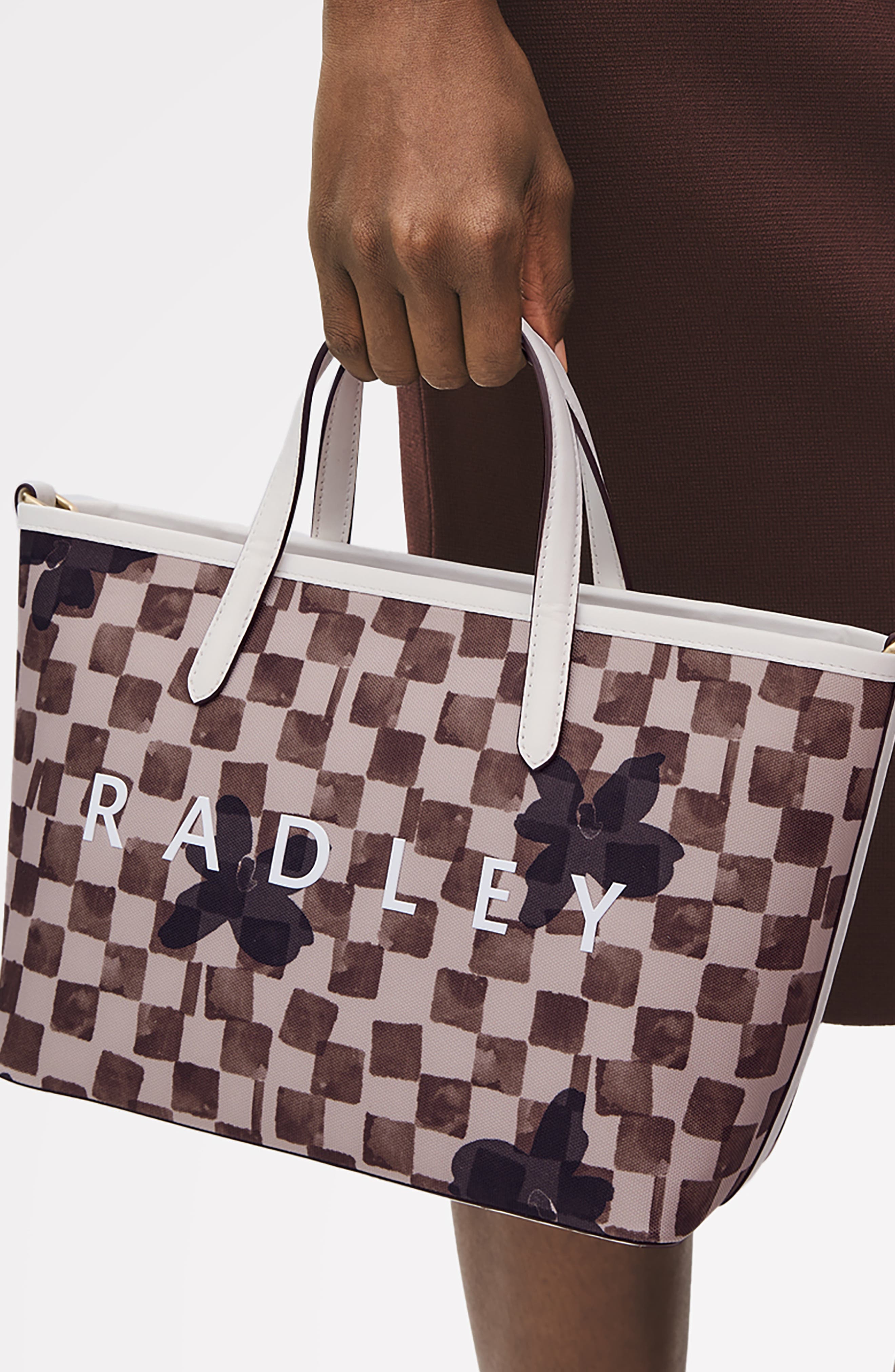 Radley Southwell Gardens - Check Medium Open Top Satchel Bag, Alternate, color, Stone