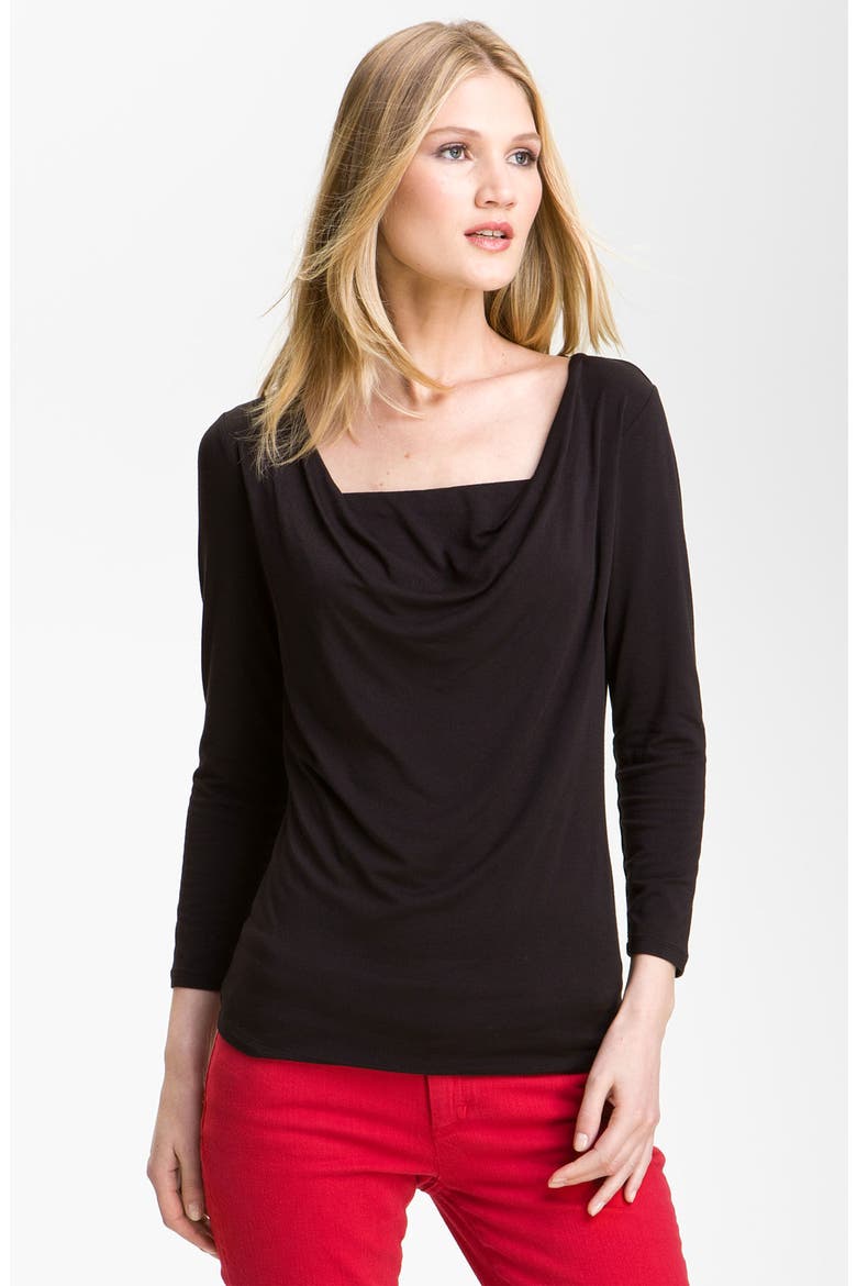 Draped Tee, Main, color, BLACK