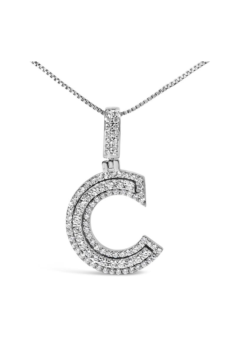 Haus of Brilliance .925 Sterling Silver 4/5 Cttw Round Lab-Grown Diamond "C" Pendant Necklace, Alternate, color, White