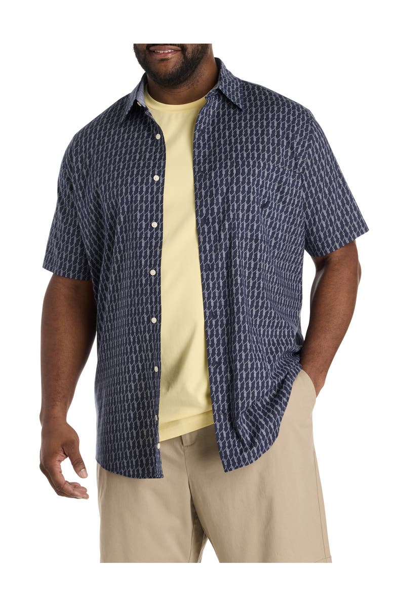 Nautica Big & Tall Rope-Printed Sport Shirt, Main, color, Navy Seas