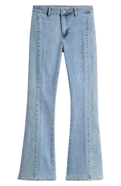 Kids' Rhinestone Side Panel Flare Jeans (Big Kid)