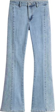 Tractr Kids' Rhinestone Side Panel Flare Jeans