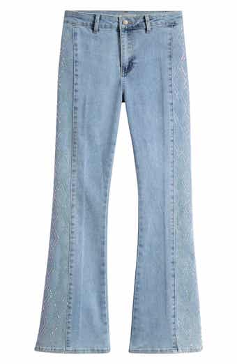 Tractr Kids' Rhinestone Side Panel Flare Jeans