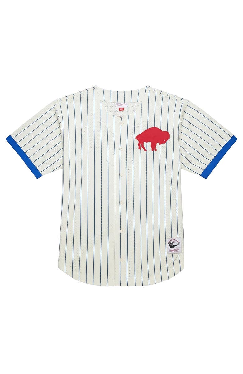 Mitchell 
Ness Men
s Mitchell 
Ness  Cream Buffalo Bills Vintage Logo Final Seconds Full-Button Mesh Top, Alternate, color, Cream