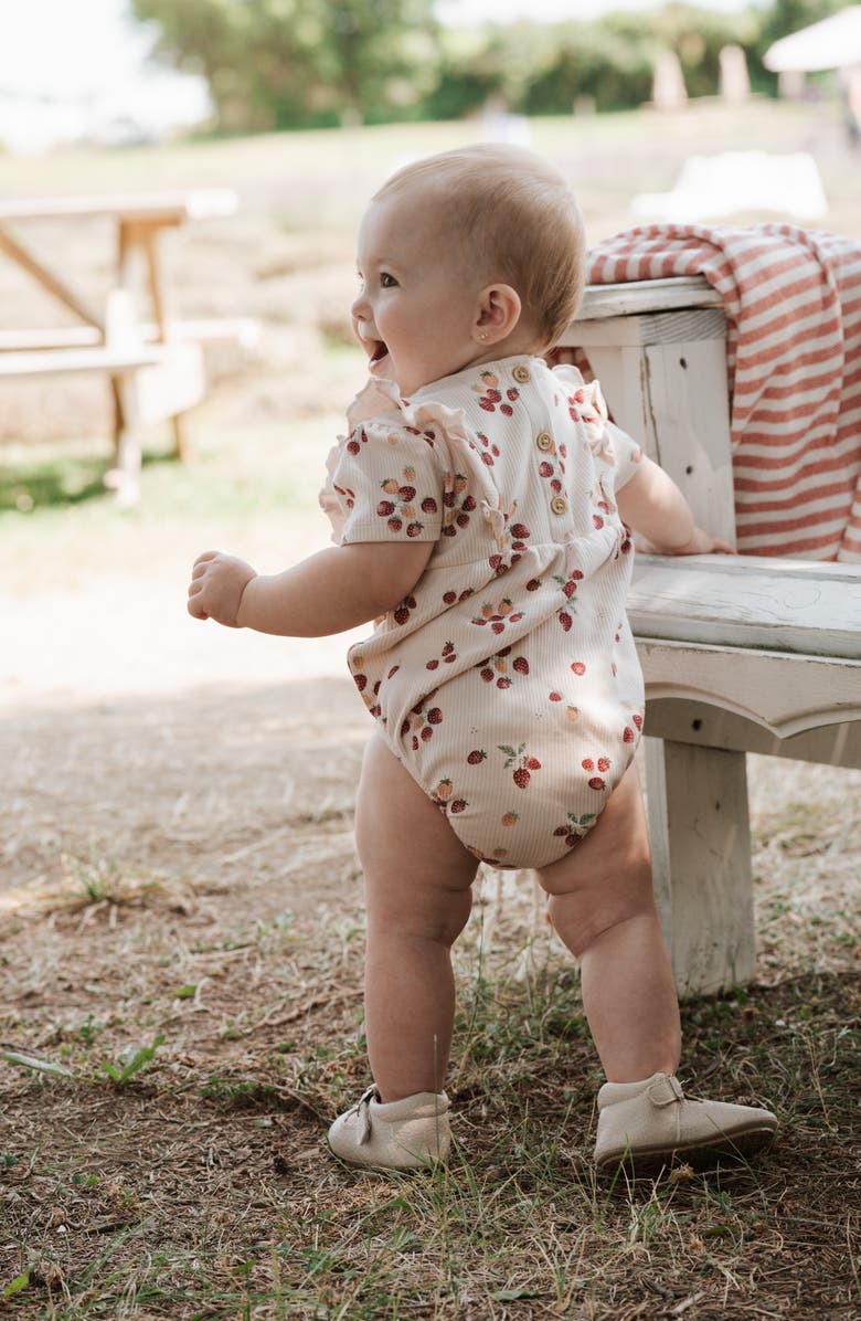 Petit Lem Strawberry Print Bodysuit, Alternate, color, Light Pink