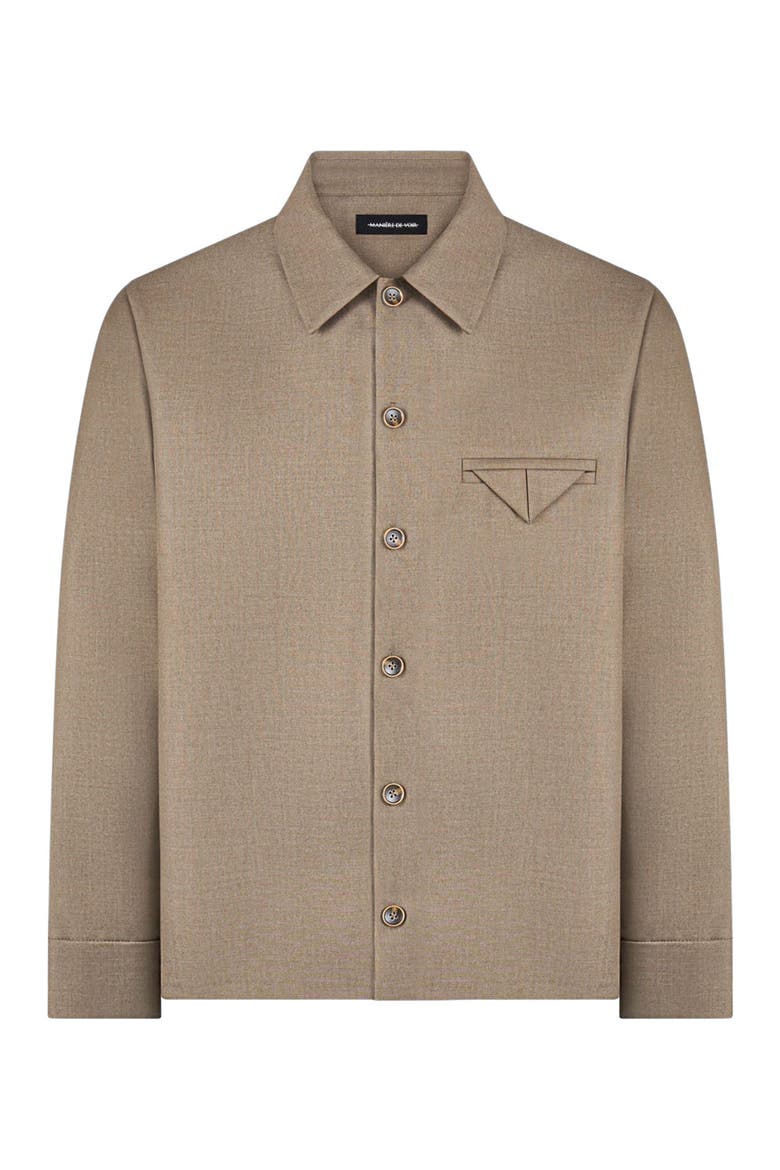 Leo Hatched Tailored Long Sleeve Overshirt, Alternate, color, Khaki
