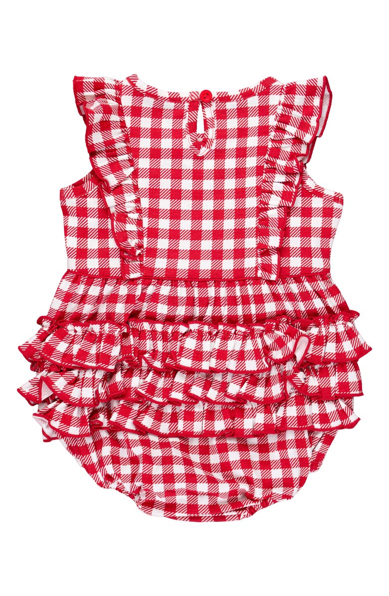 RuffleButts Gingham Cotton Ruffle Bubble Romper, Alternate, color, 