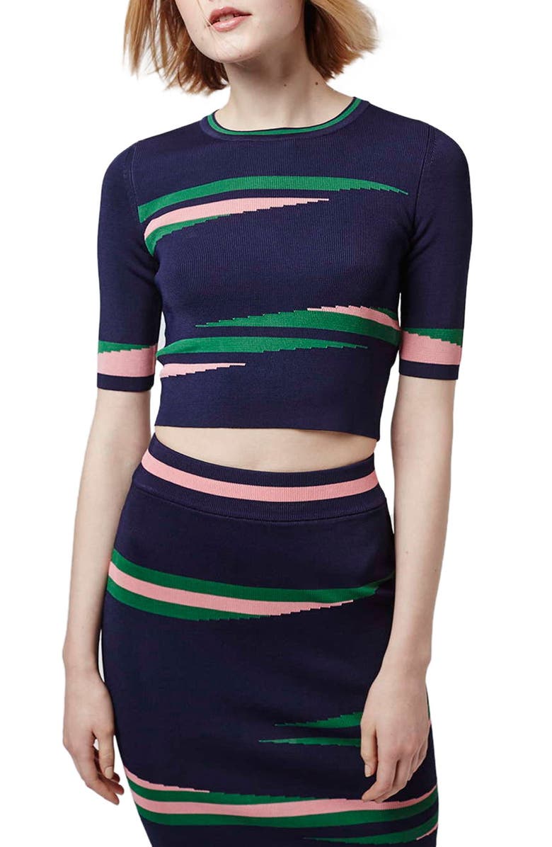 Topshop 'Eraser Stripe' Crop Top, Main, color, 
