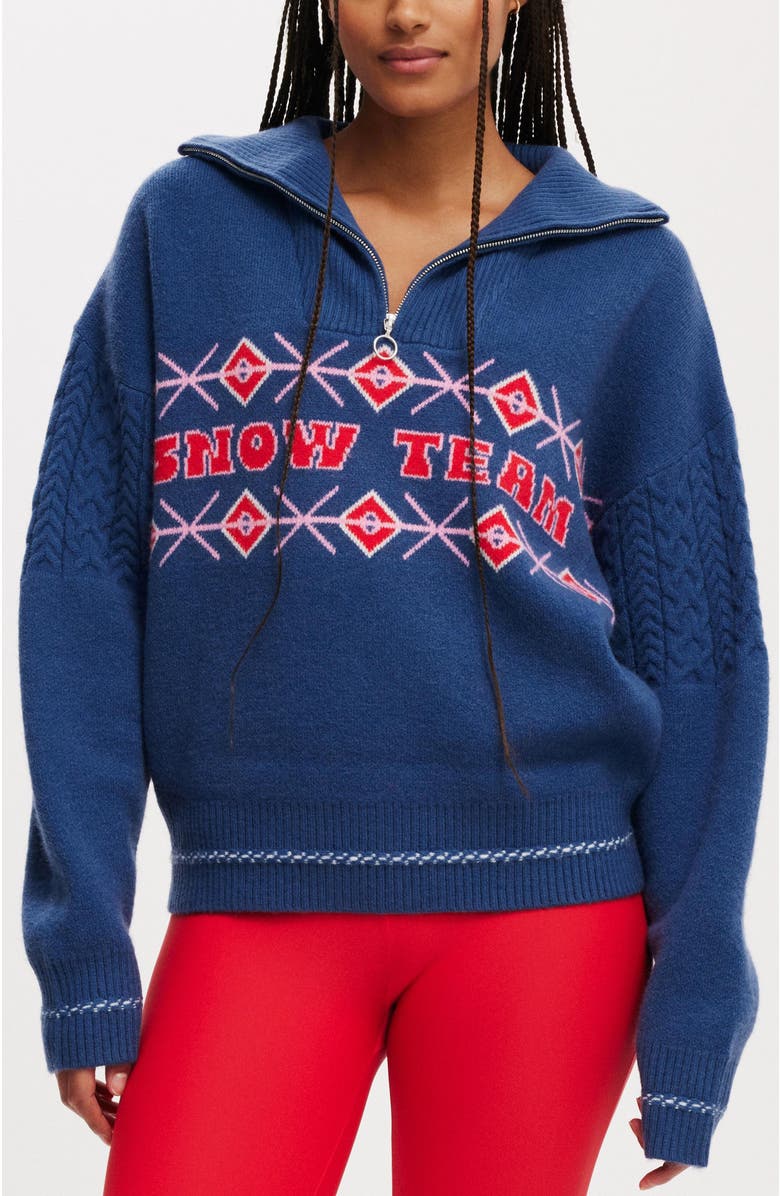 COTTON ON BODY Active Knitted Graphic Half Zip Longlseeve, Main, color, 