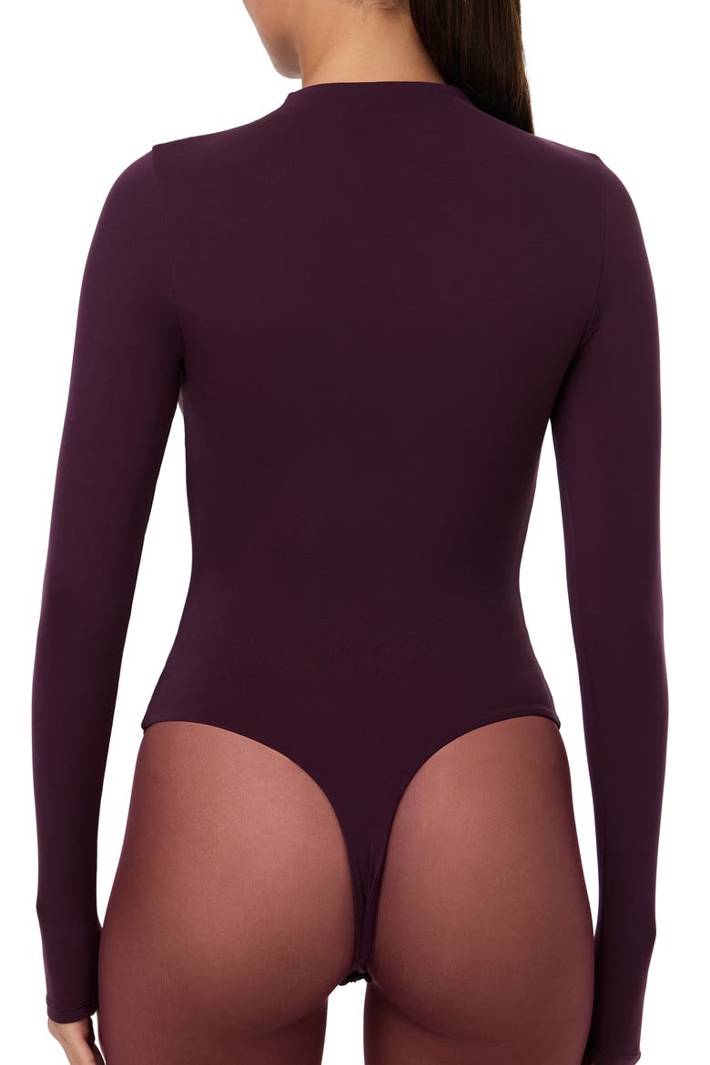Naked Long Sleeve Bodysuit, Alternate, color, DARK PLUM