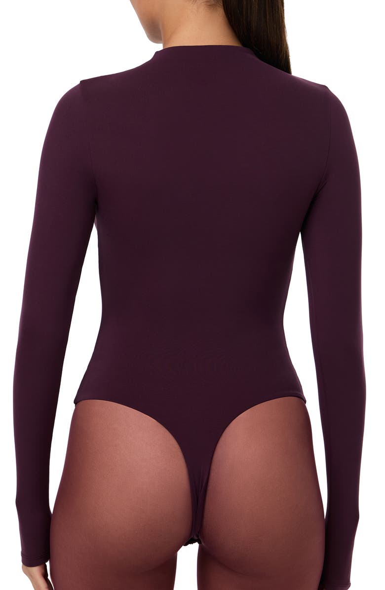Naked Wardrobe Naked Long Sleeve Bodysuit, Alternate, color, Dark Plum