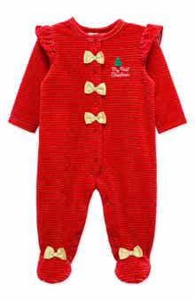 Festive Stripe Velour Footie