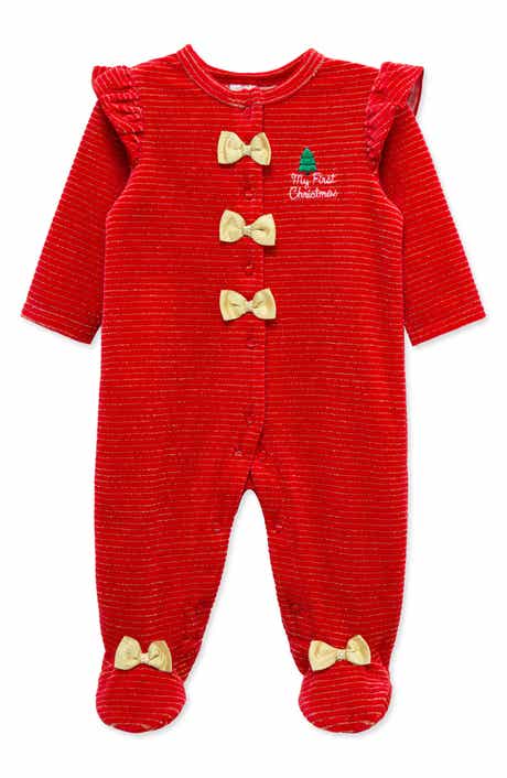 Festive Stripe Velour Footie