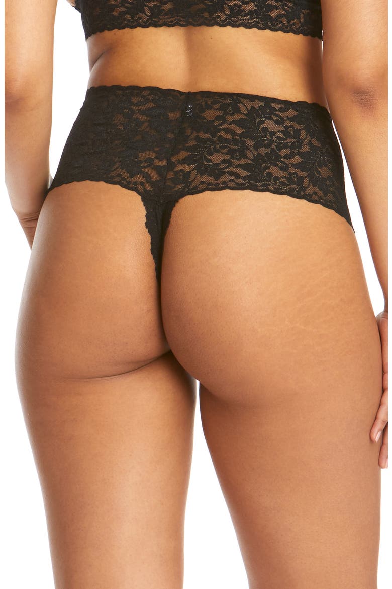 Open Gusset Retro Thong, Alternate, color, BLACK