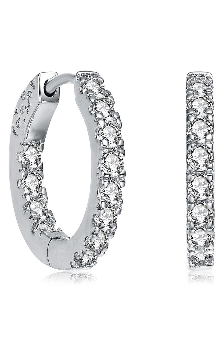 Genevive Cubic Zirconia Hoop Earrings, Main, color, Silver