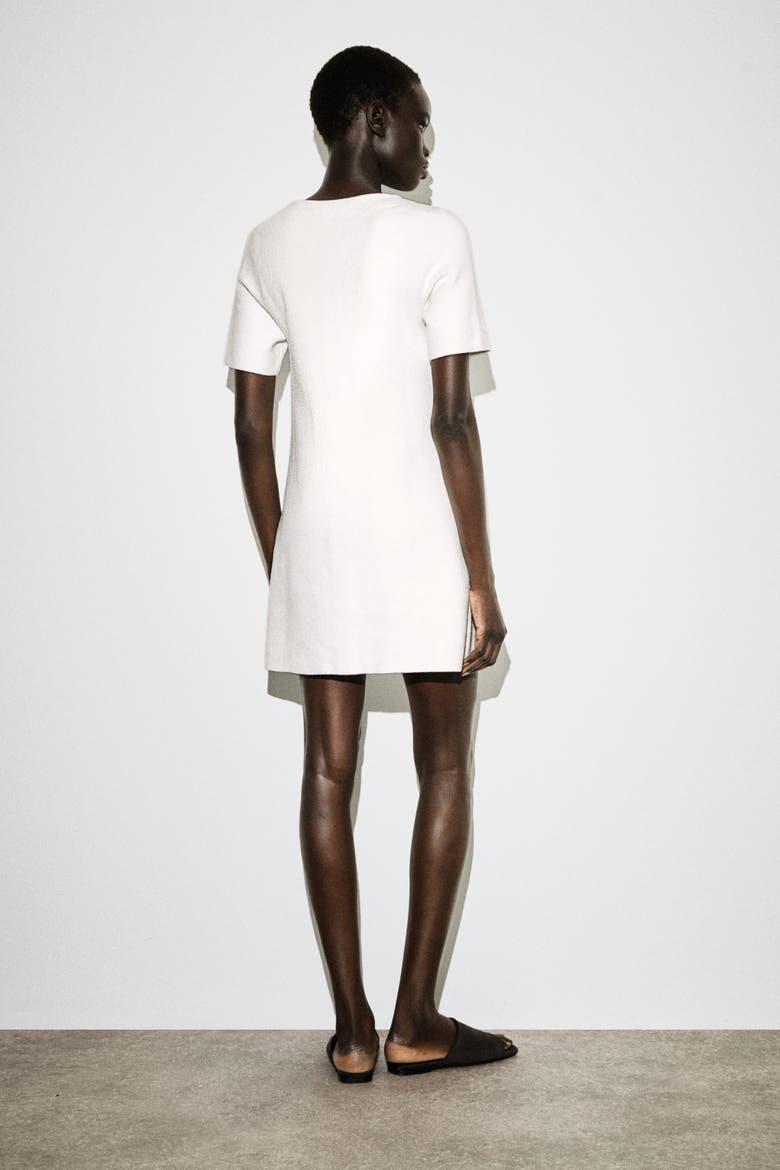 Buttoned Milano-knit Mini Dress, Alternate, color, WHITE