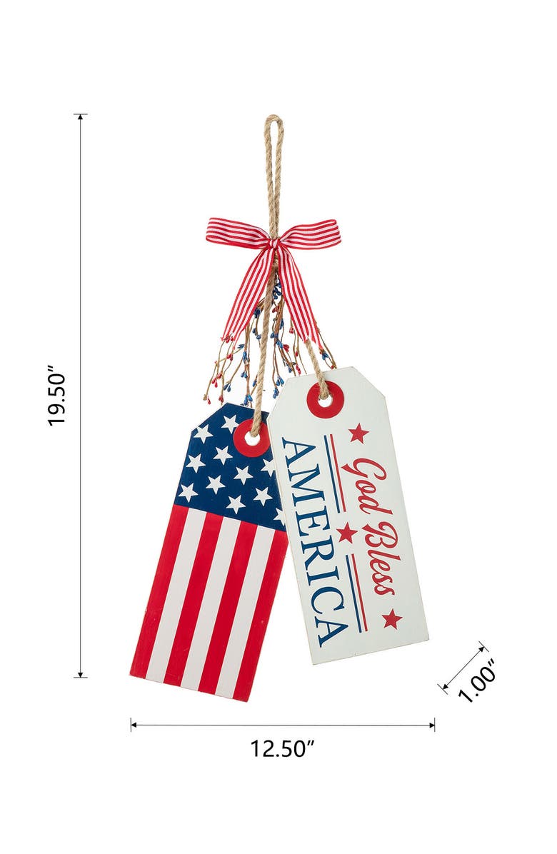 Glitzhome Wooden Patriotic Americana Door Hanger, Alternate, color, Blue
