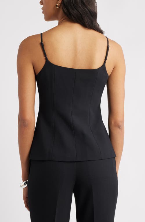 Open Edit Button Front Suiting Camisole In Black