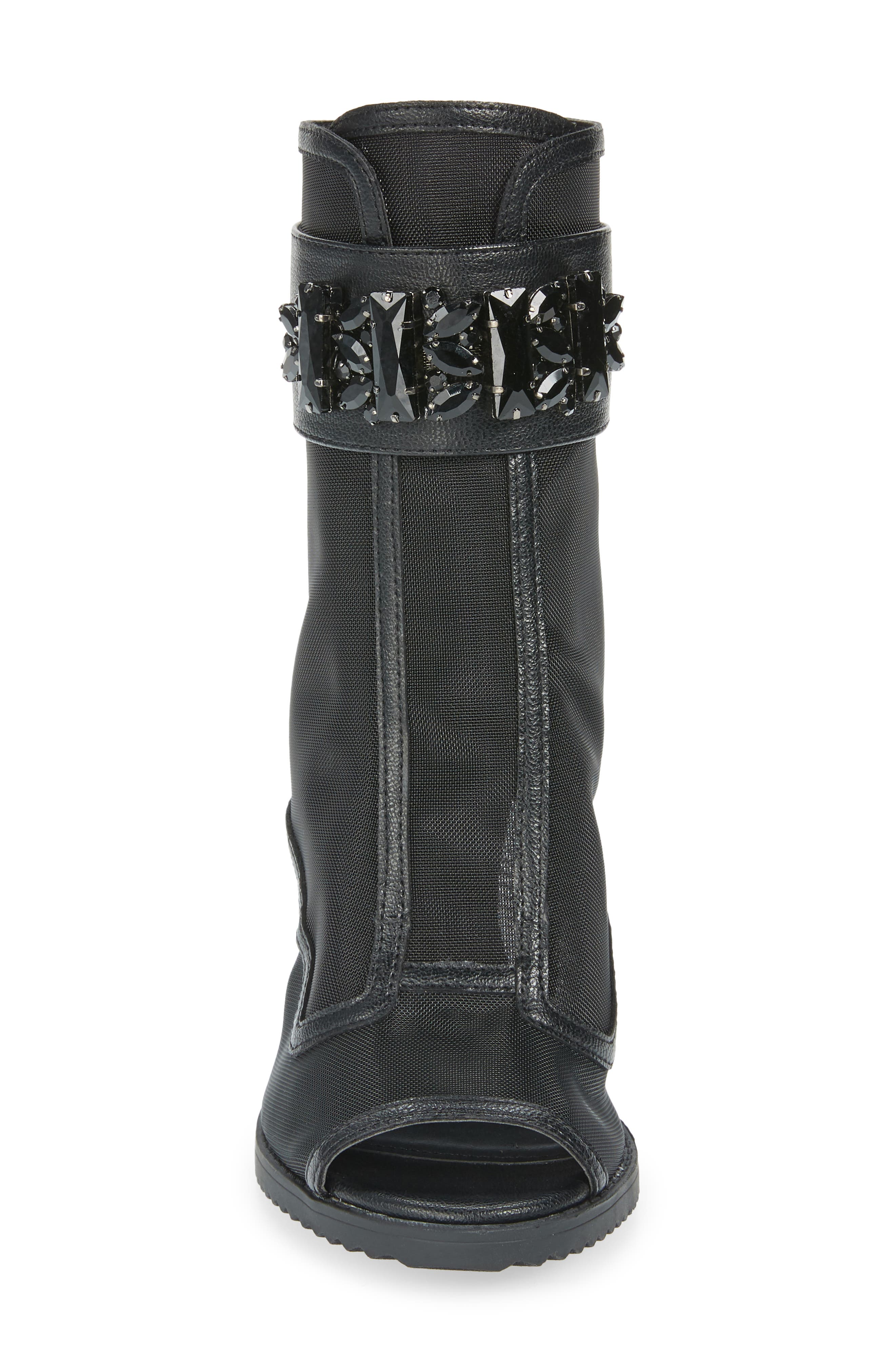 KARL LAGERFELD PARIS Blayze Peep Toe Bootie, Alternate, color, Black