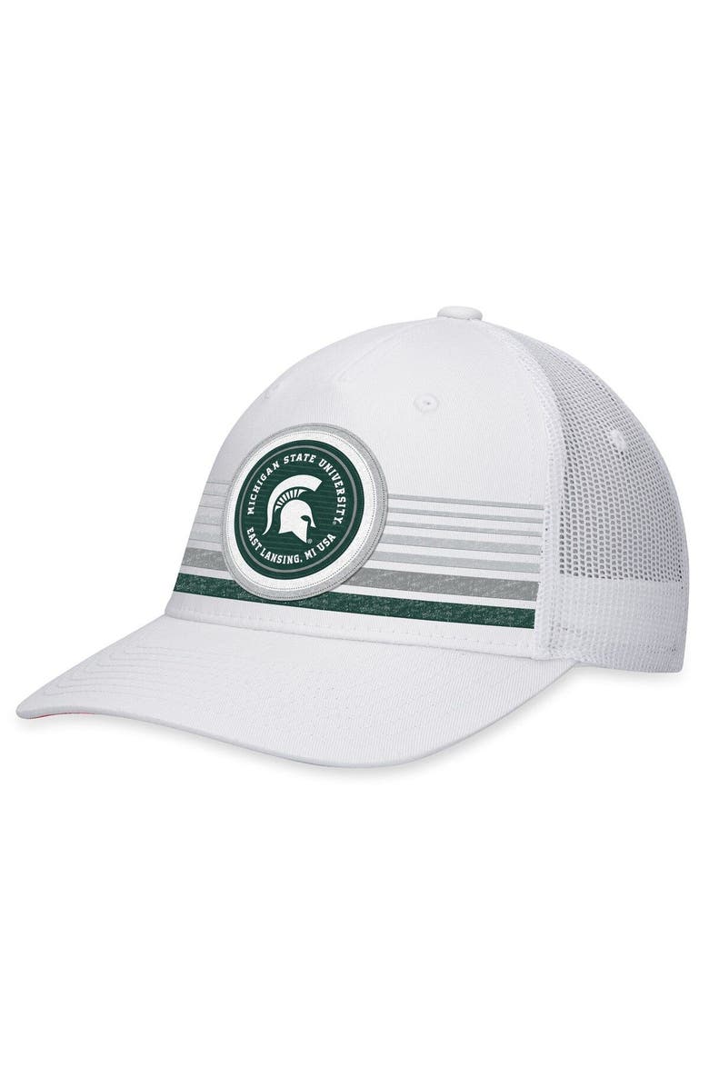 TOP OF THE WORLD Men's Top of the World White Michigan State Spartans Top Trace Trucker Snapback Hat, Main, color, White