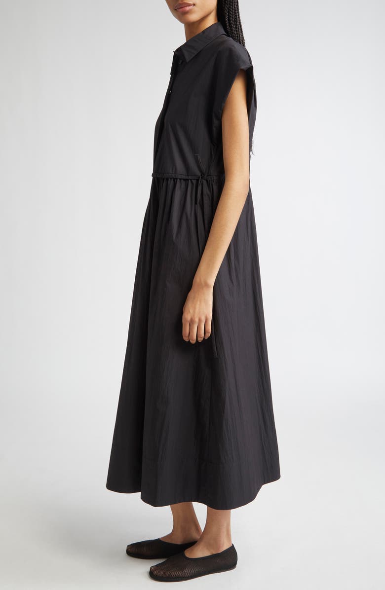 Lafayette 148 New York Travel Cotton Gathered Waist Shirtdress, Alternate, color, Black