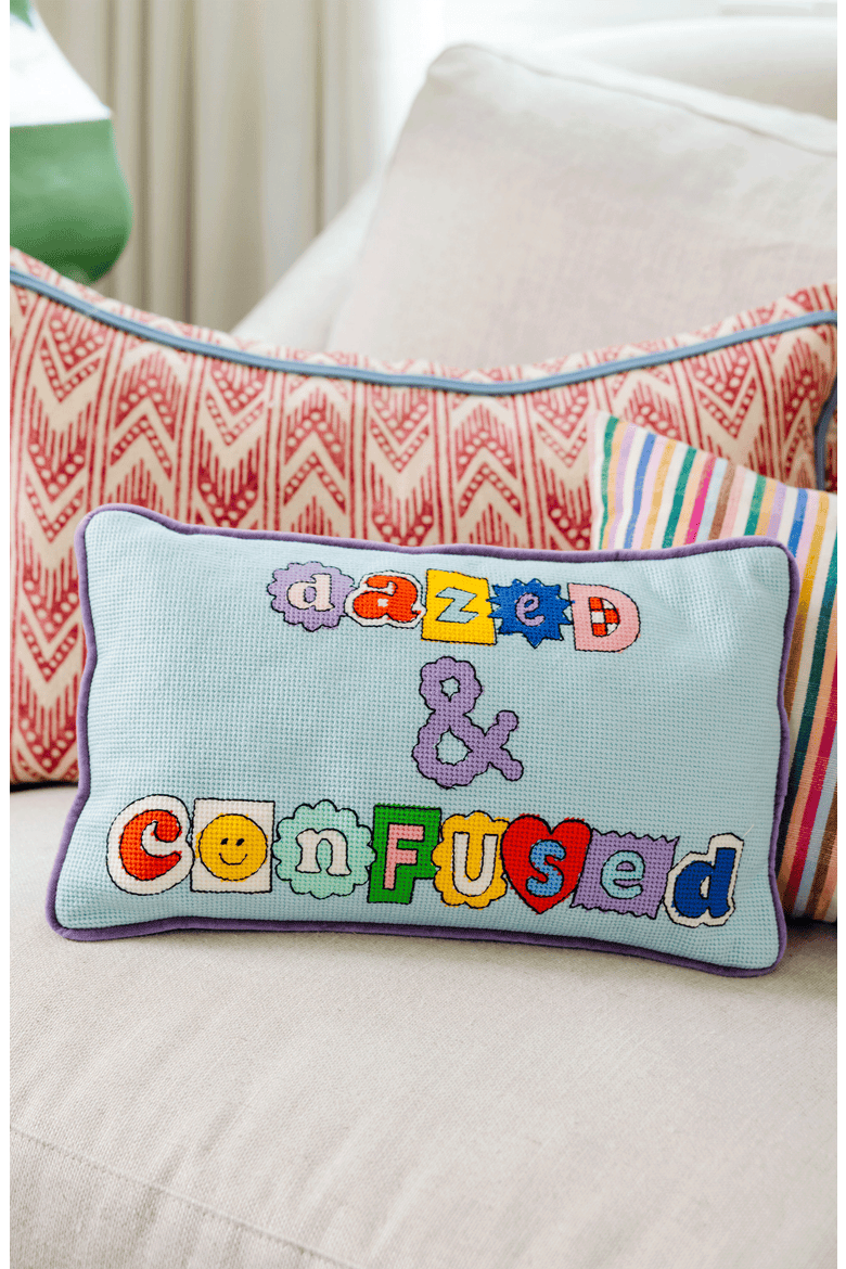 Dazed & Confused Needlepoint Pillow, Alternate, color, Dazed & Confused