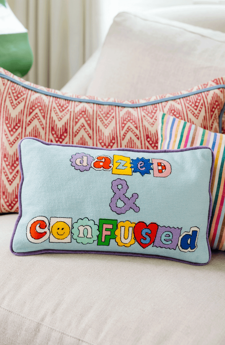 Furbish Studio Dazed & Confused Needlepoint Pillow, Alternate, color, Dazed & Confused