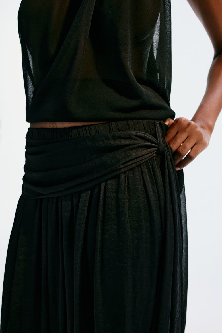 Draped-panel Balloon Trousers, Alternate, color, Black