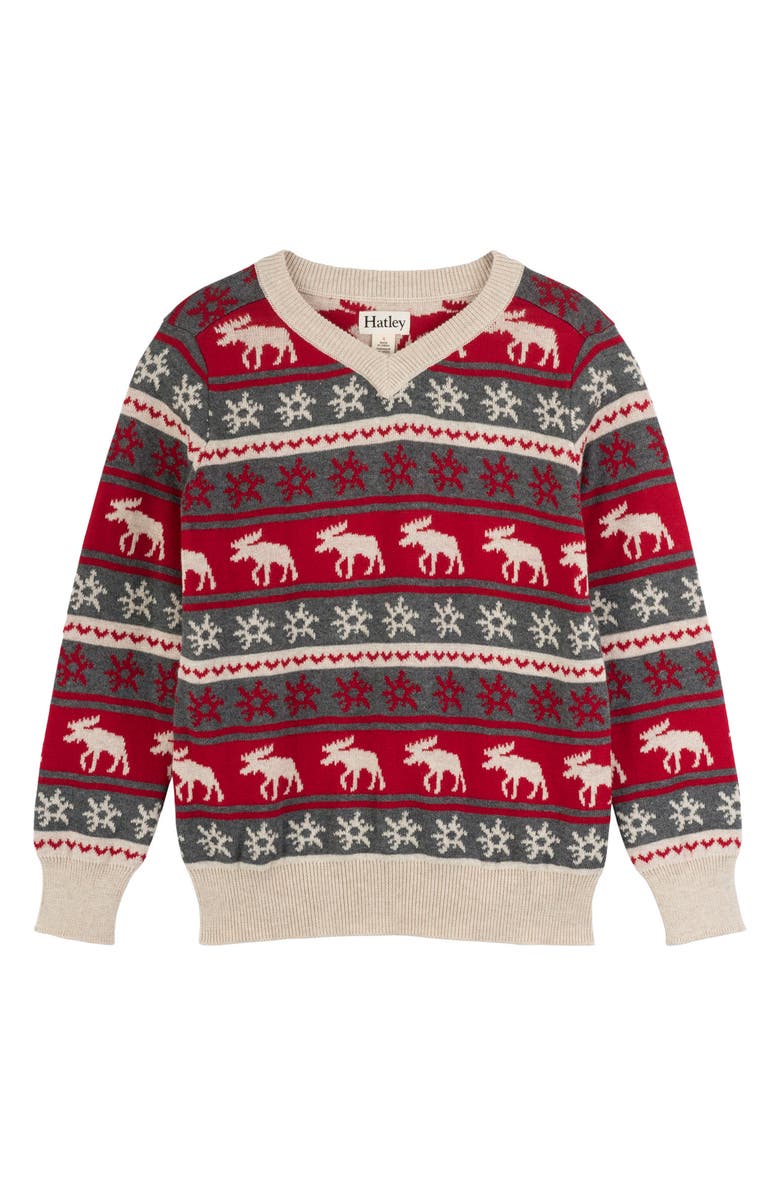 Hatley Fair Isle Moose Sweater, Main, color,